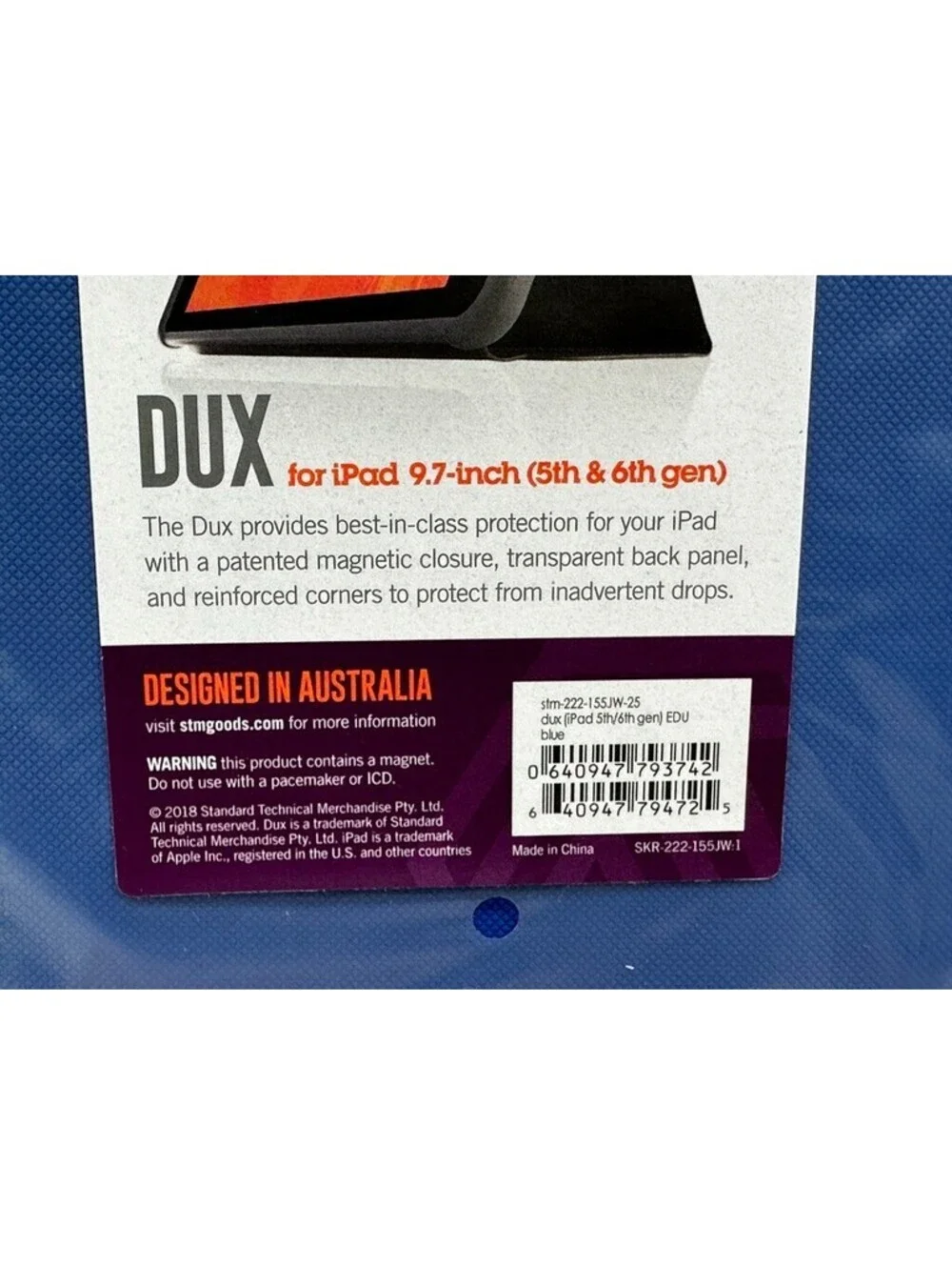 STM Dux rugged case for Apple iPad 5th/6th Gen (9.7 inch) - BLUE- New